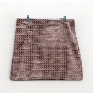 NEW Ann Taylor Loft Skirt Sz 14 Pink tweed Short Zip Up Pockets Office Career